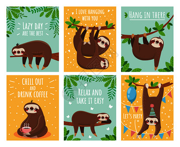 卡通可爱欢乐动物树懒插图图片