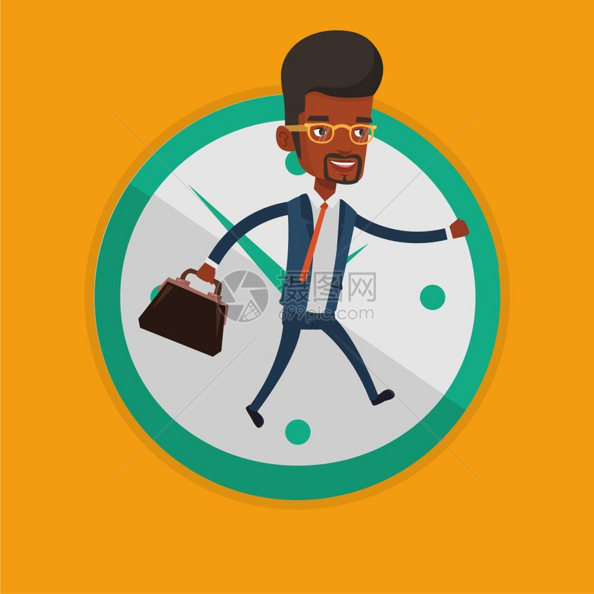 忙碌的非洲男商人卡通矢量插画图片