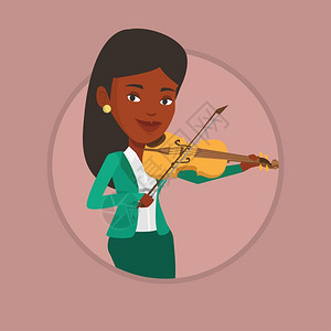 演奏小提琴的非洲女音乐家卡通矢量插画图片