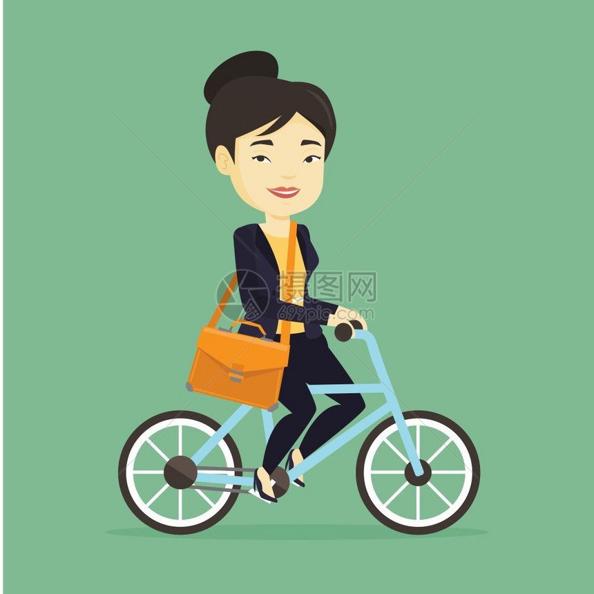 女商人骑自行车 图片