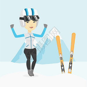 滑雪女人滑雪运动员插画