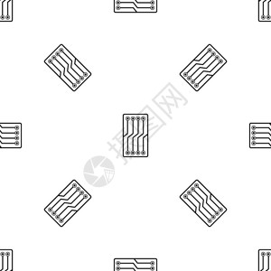 电路板无缝黑色重复图案卡通矢量元素图片