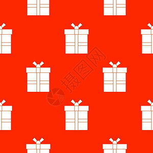 礼品盒无缝红色重复图案卡通矢量元素背景图片