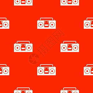 录音机无缝重复红色图案卡通矢量元素图片