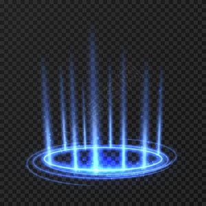 以蓝色发光射线旋转的能量圆圈幻想门户魔法旋转的传送到地面碘矢量图解上影响能量射线传送到远方的图解能量旋转圆圈蓝色发光射线背景图片