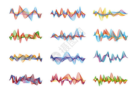 曲调平衡器面板的语音或乐数字可视化矢量均衡器波频谱彩色显示电子数字音频抽象声波音或乐数字可视化设计图片