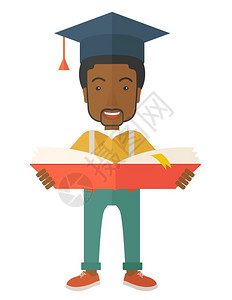 黑人戴毕业帽阅读本书图片
