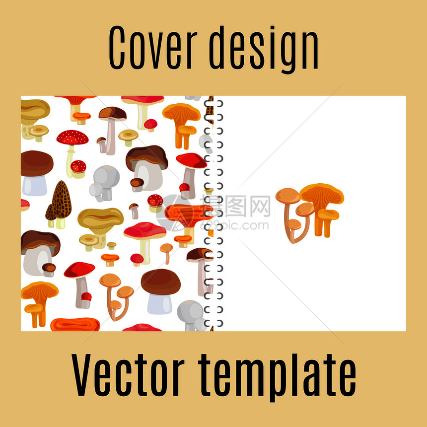 蘑菇元素封面背景元素插图图片