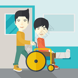 坐轮椅的伤者图片