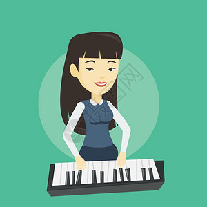 键盘布局演奏钢琴的人插画