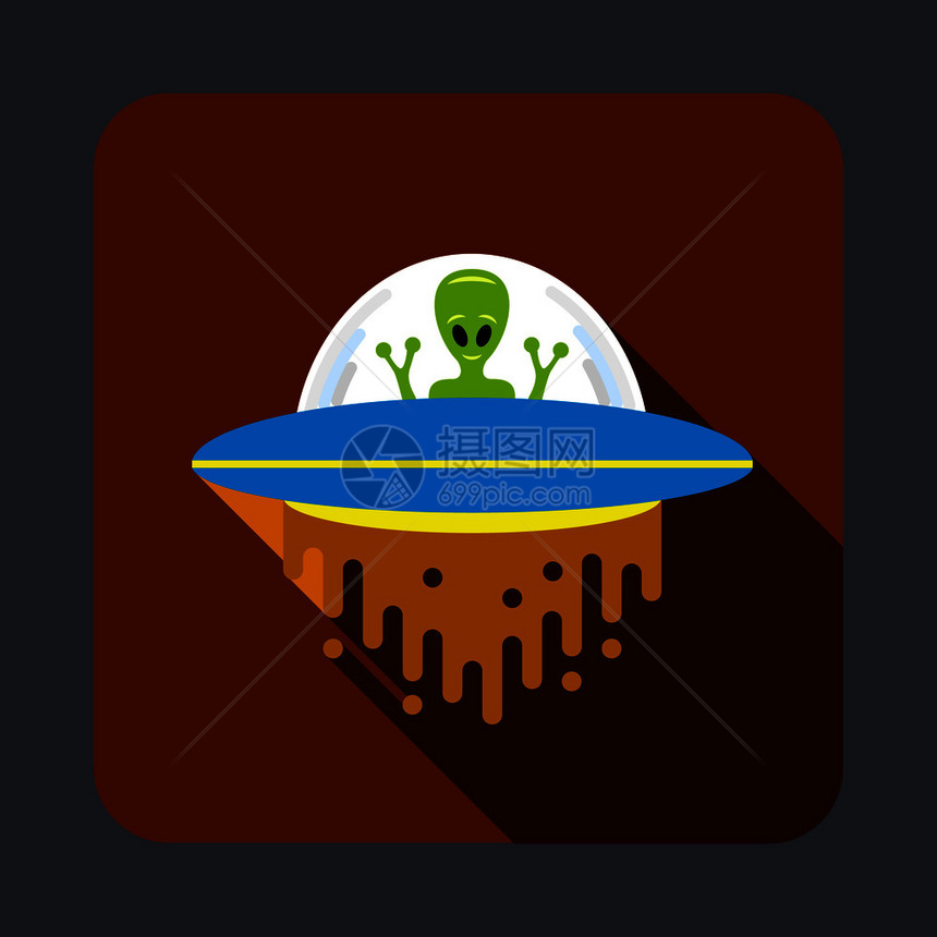 UFO外星人扁平风卡通矢量插画图片