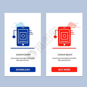 手机硬件网络蓝色和红下载现在购买网络部件卡模板插画