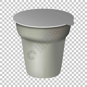 塑料勺子酸奶盒模型现实的酸奶盒矢量模型示例用于透明背景酸奶盒模型现实的风格插画