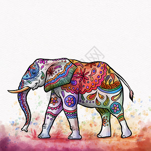 彩色大象矢量艺术插画背景图片