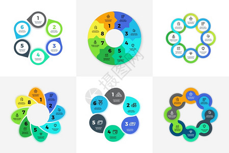 饼状分类图表圆形馅饼布局信息图表流程矢量模板有345678选项的业务饼图各节步骤圆形饼布局信息图表圆形画流程矢量模板3选项的业务饼图插画