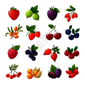 卡通矢量水果浆果草莓樱桃矢量元素图片