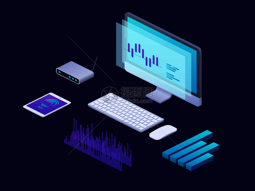 数字商业分析等量概念3d战略图和膝上型计算机平板财务图表营销矢量设计等分析说明互联网数字统计商业分析等量概念3d战略图和膝上型计图片