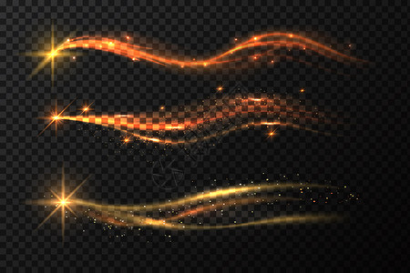 金星足迹有闪光效应的神奇金星尘流或火光线带金色花插图的闪矢量足迹效应带闪亮的神奇金星尘流或火光线背景图片