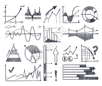 图表样式涂鸦样式商业图表插画