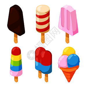 夏天3d冰淇淋矢量插图图片