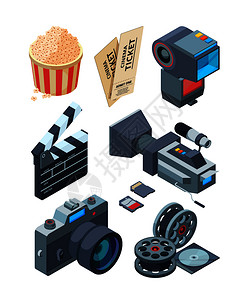 电影食物素材用于录像的工具插画