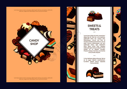 卡通巧克力糖果卡片宣传单模板图片