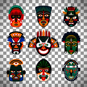 泰国的艺术非洲部落多彩面罩插画