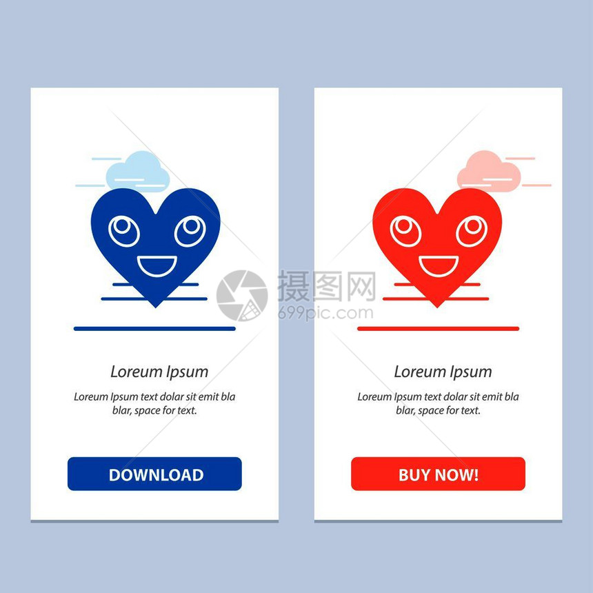 心脏微笑脸蓝色和红下载现在购买网络部件卡模板图片