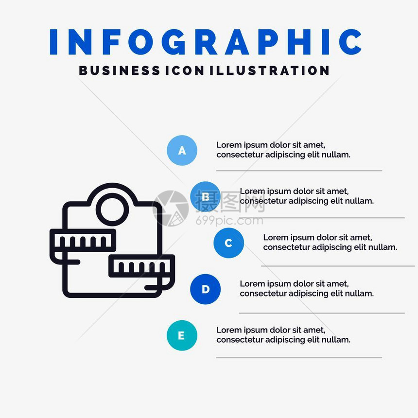 带有5步图表背景的5个步骤演示图 图片