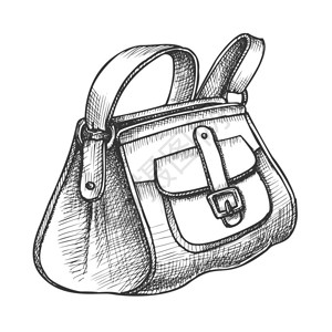 黑白插图设计的行李箱手提袋矢量图图片