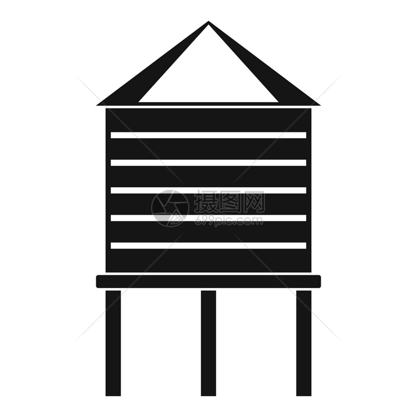 农场水塔图标简单说明农场水塔矢量图标用于孤立在白色背景上的网络设计图片