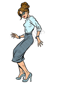 50岁女人跳迪斯科的人插画