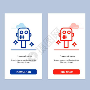 空间西装机器人蓝色和红机器人下载并购买网络部件卡模板图片