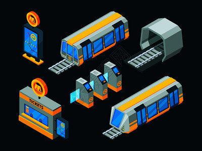 地铁路线地铁客运站插画