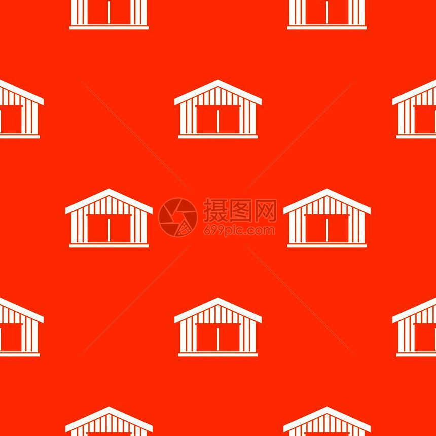 车库模式以橙色无缝重复矢量几何图图片