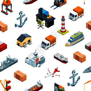 运输海港集装箱插画图片
