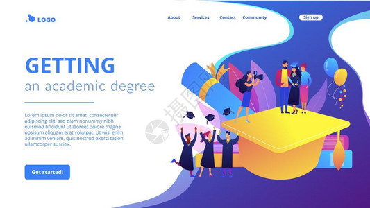 网站公告毕业日获得学位毕业公告概念网站登陆页面插画