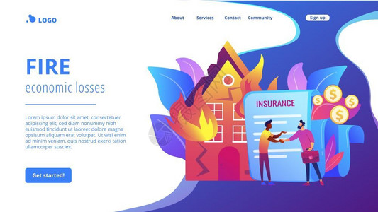 燃烧房屋建筑保险概念网页背景图片