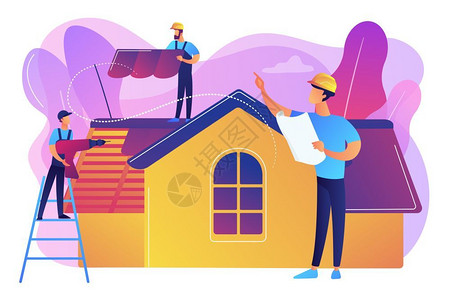 屋顶维修服务概念矢量插画图片