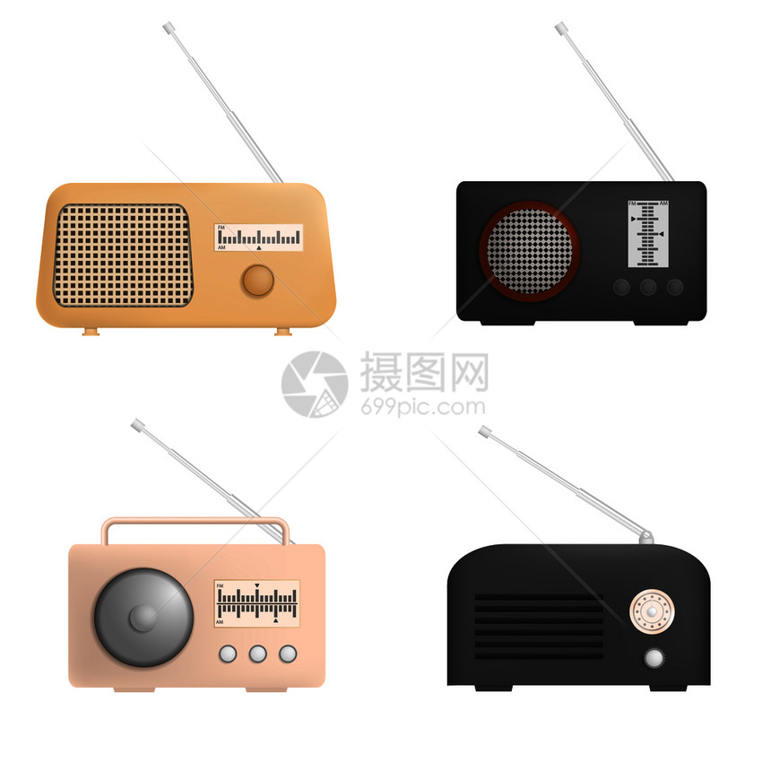 无线电音乐老旧装置模拟现实地演示了4个无线电音乐老旧装置网络模拟无线电音乐老旧装置模拟现实的风格图片