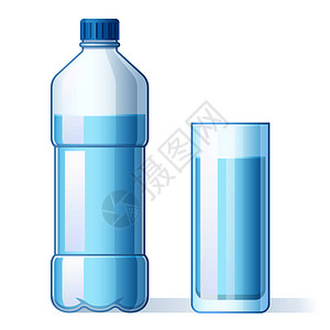 水分纯液瓶和装矿泉水饮料卡通矢量插图高清图片