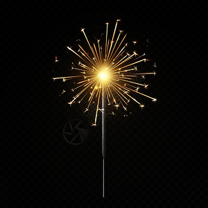 黄色烟花燃烧的火花圣诞节新年和生日快乐的蜡烛烟火孤立的矢量符号亮度金色灯光插图黄烟火孤立的矢量插图插画