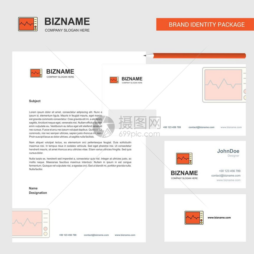 ecg商业信头封和访问卡片设计矢量模板图片
