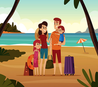 父母和孩子们暑假旅行图片