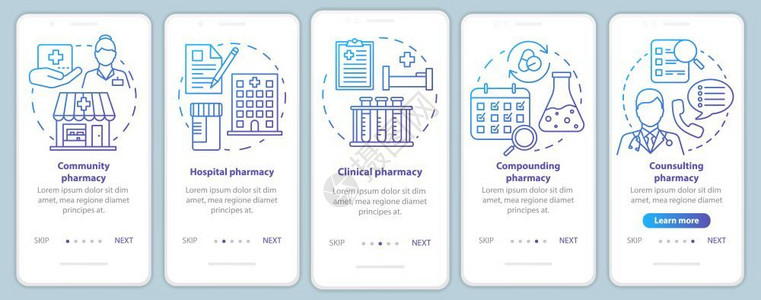 医院诊所药理学有线插图的步行式网站骤uxig智能手机界面概念工具高清图片素材