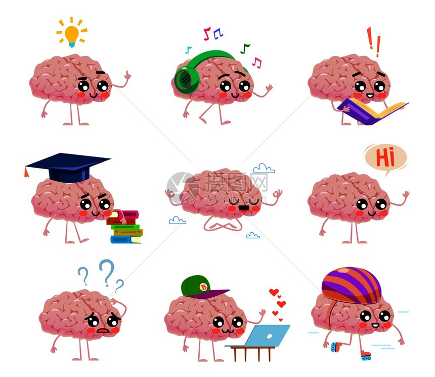 卡通创意拟人大脑图片