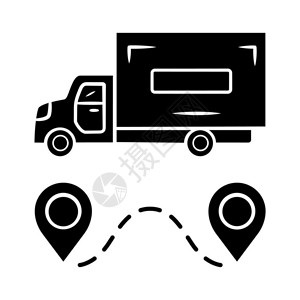 传送运输重型物托运车流和分销轮光符号立图示插画