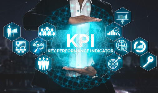 评价界面kpi商业概念主要绩指标现代图形界面显示职务目标评价的符号和营销kpi管理的分析数字背景