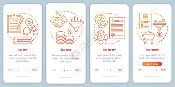 税务法率条约返回通过网站步骤加上线插图uxig智能手机界面概念图片