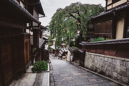 日本京都老城街道美丽风光图片
